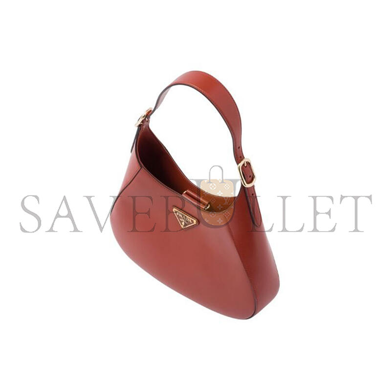 Pra*a leather shoulder bag with enameled metal triangle logo and metal hardware berry 1bc179 (26*19*5cm)